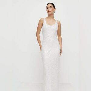 Ovruns Elegant White Sequin Wedding Prom Cocktail Party Dress Size M New #6